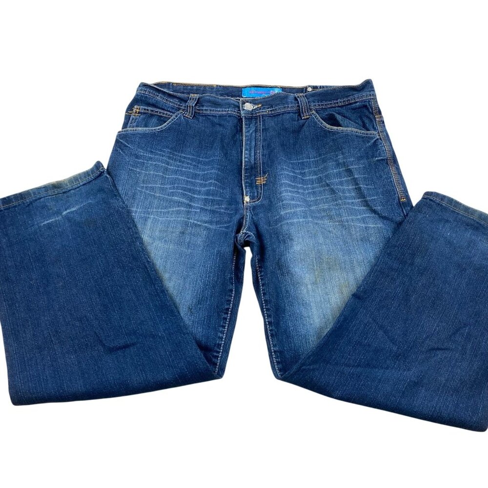 GB Design Lab Mens Embroidered Jeans 40x32 Blue Denim Straight Leg Retro Y2K